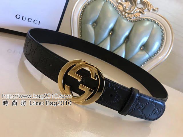 Gucci經典皮帶 古奇雙G拋光腰帶 411924  jjp2062
